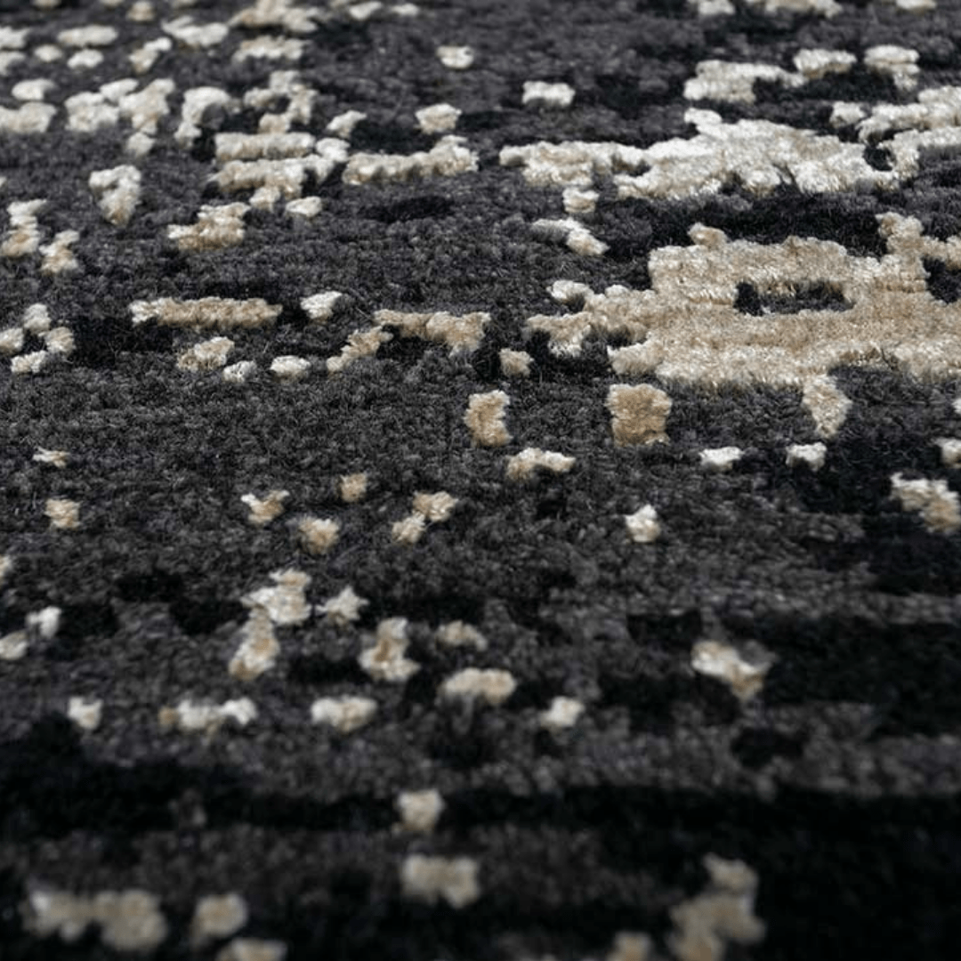 Black Gold Drift Carpet | Luxury Wool & Silk Hand - knotted - The Carpetier™