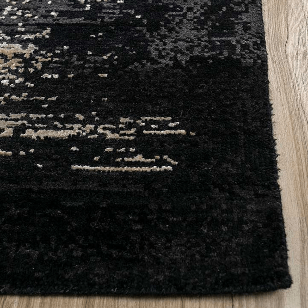 Black Gold Drift Carpet | Luxury Wool & Silk Hand - knotted - The Carpetier™