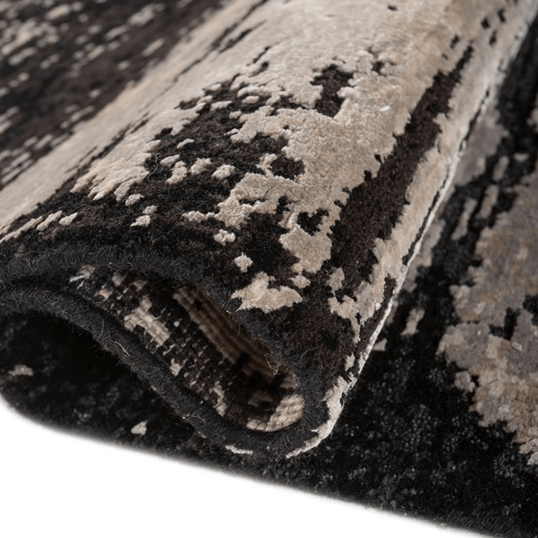 Black Grey Drift Carpet | Luxury Wool & Silk Hand - knotted - The Carpetier™