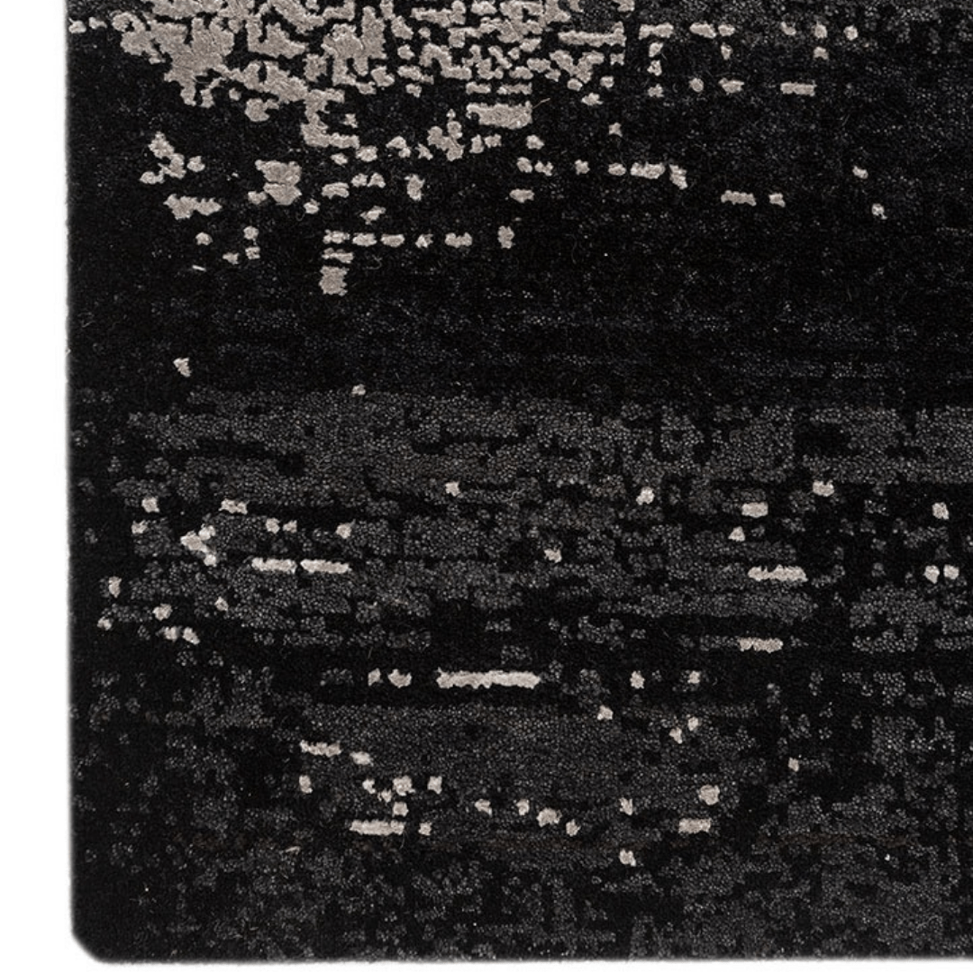 Black Grey Drift Carpet | Luxury Wool & Silk Hand - knotted - The Carpetier™