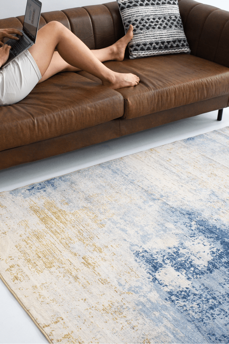 Blue Gold Cascade Carpet | Modern | Polyfibre Cashmere Series - The Carpetier™
