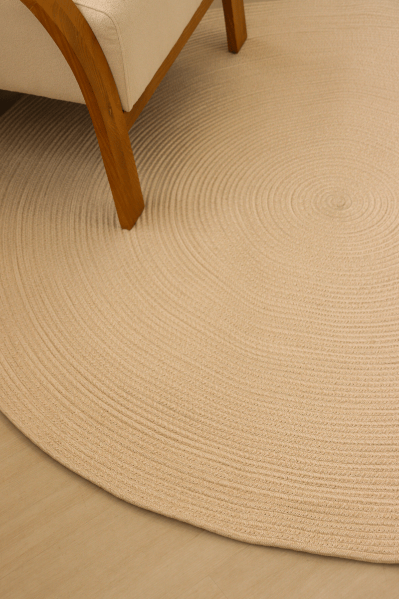 Champagne Beige Round Carpet | 100% Nylon | Dual - Sided - The Carpetier™