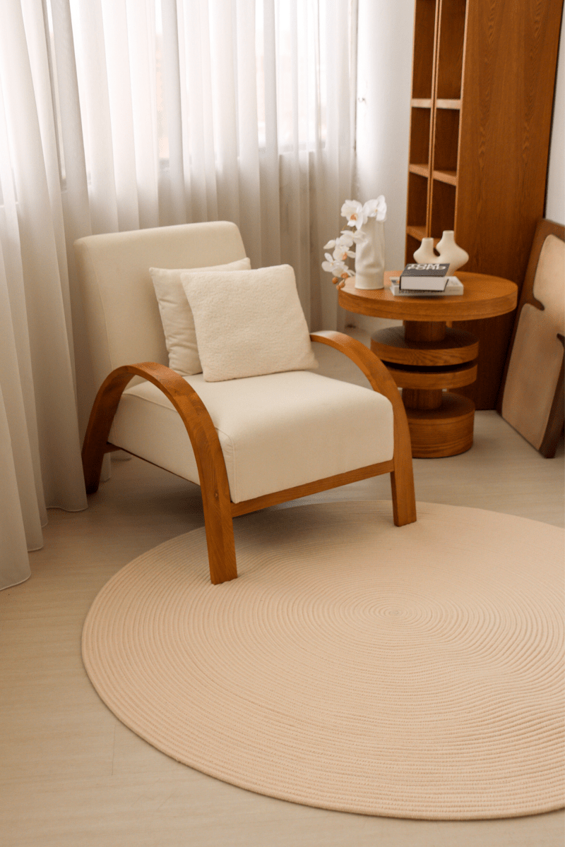 Champagne Beige Round Carpet | 100% Nylon | Dual - Sided - The Carpetier™