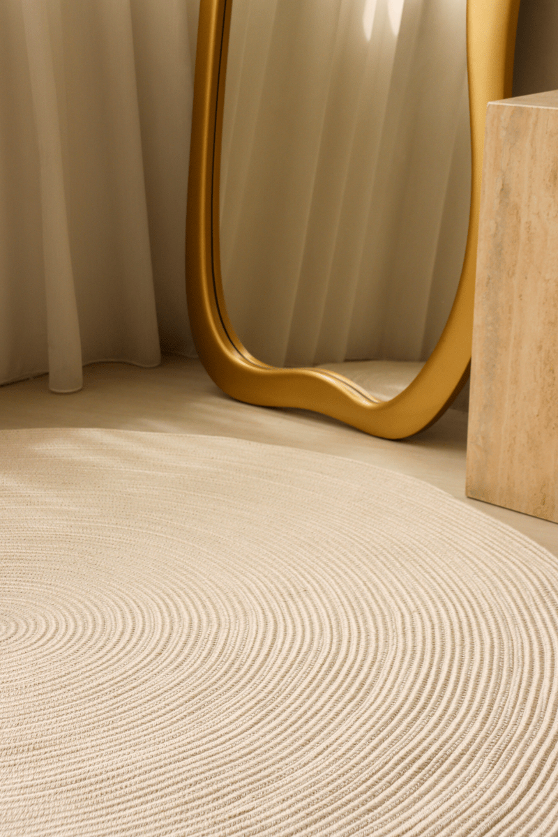 Champagne Beige Round Carpet | 100% Nylon | Dual - Sided - The Carpetier™