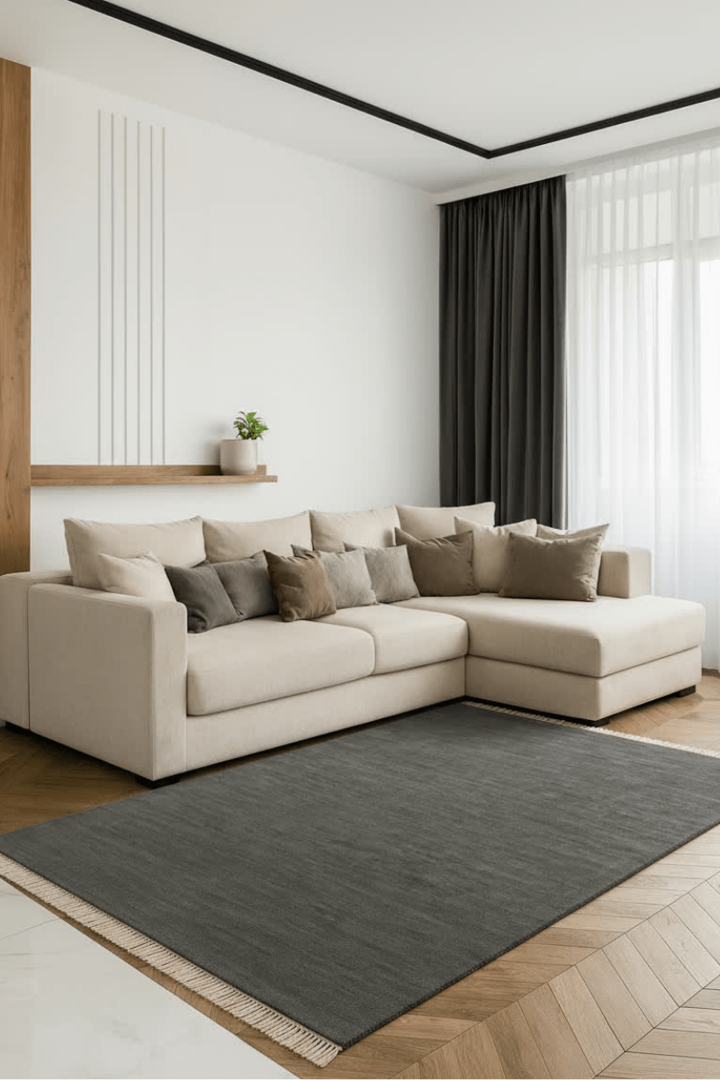Coal | New Zealand Wool Handloomed With Tassels - The Carpetier™