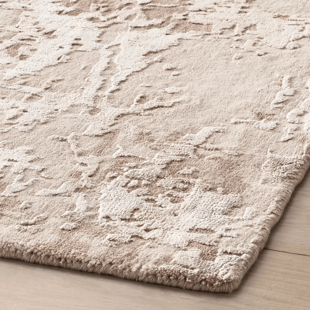 Cream Stone Carpet | Luxury Wool & Silk Hand - knotted - The Carpetier™