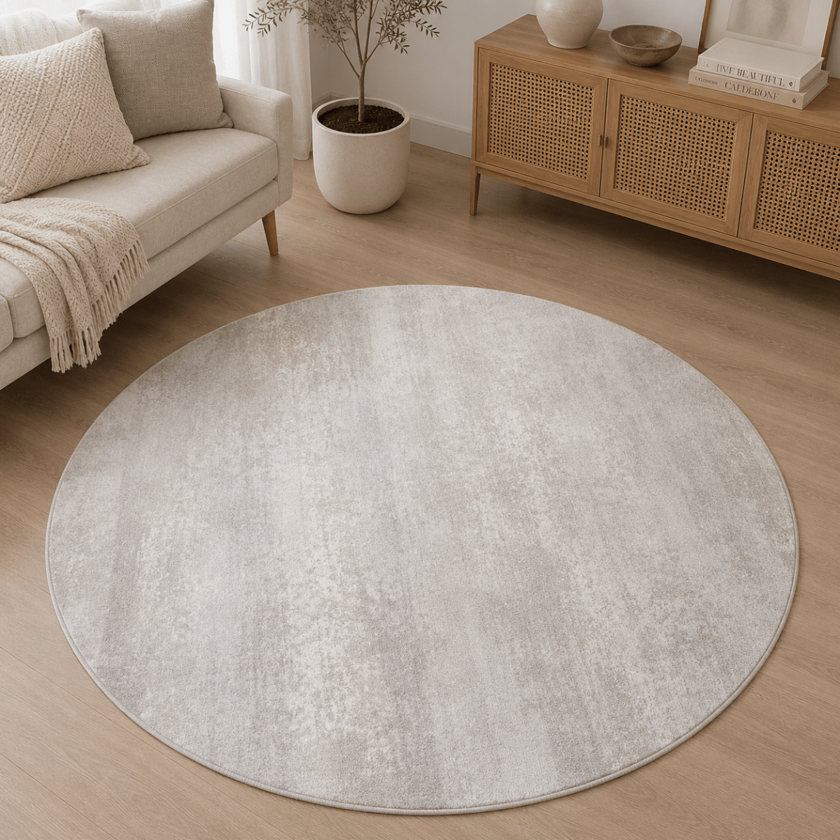Glacier Mist Round Carpet | Polyfibre Cashmere - The Carpetier™