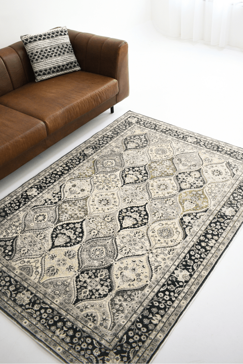 Monochrome Majesty Carpet | Persian | Polyfibre Cashmere Series - The Carpetier™
