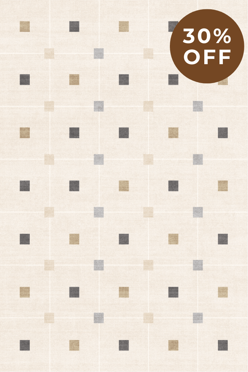 Neutral Grids Carpet | Modern | Polyfibre Cashmere Series - The Carpetier™