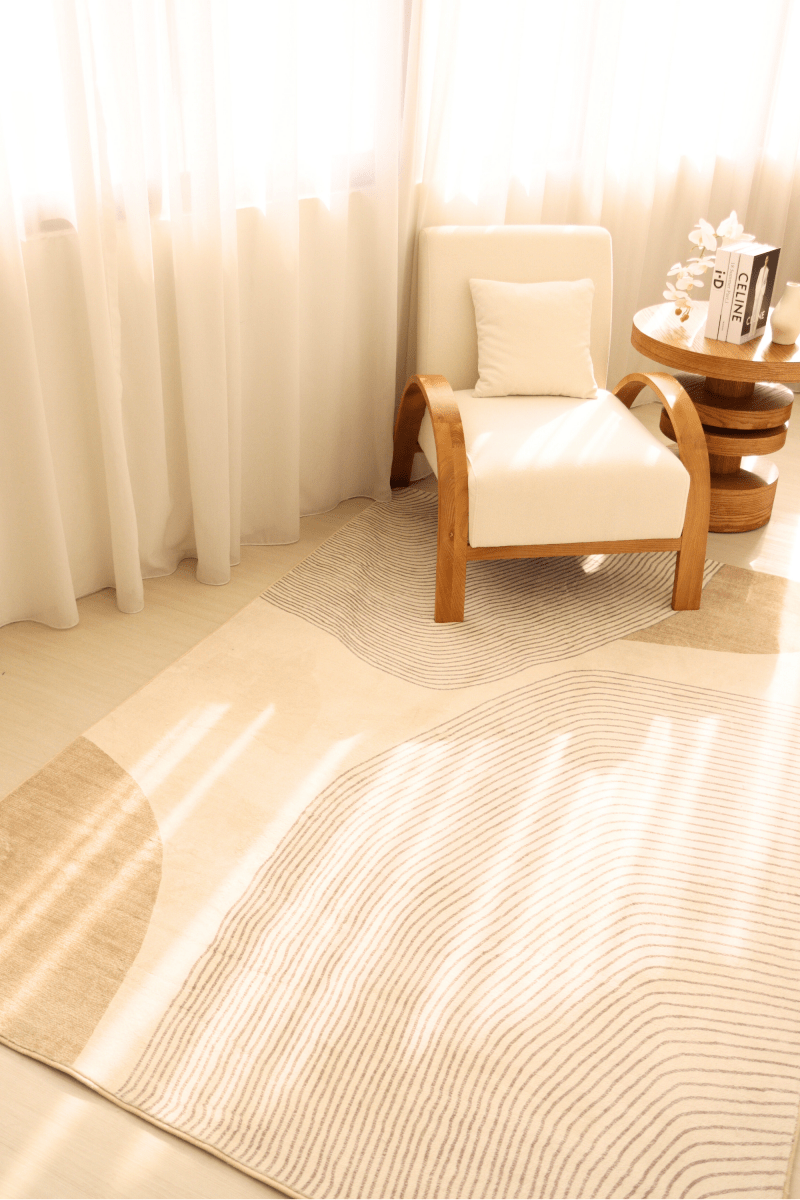 Neutral Waves Carpet | Scandinavian | Polyfibre Cashmere Series - The Carpetier™