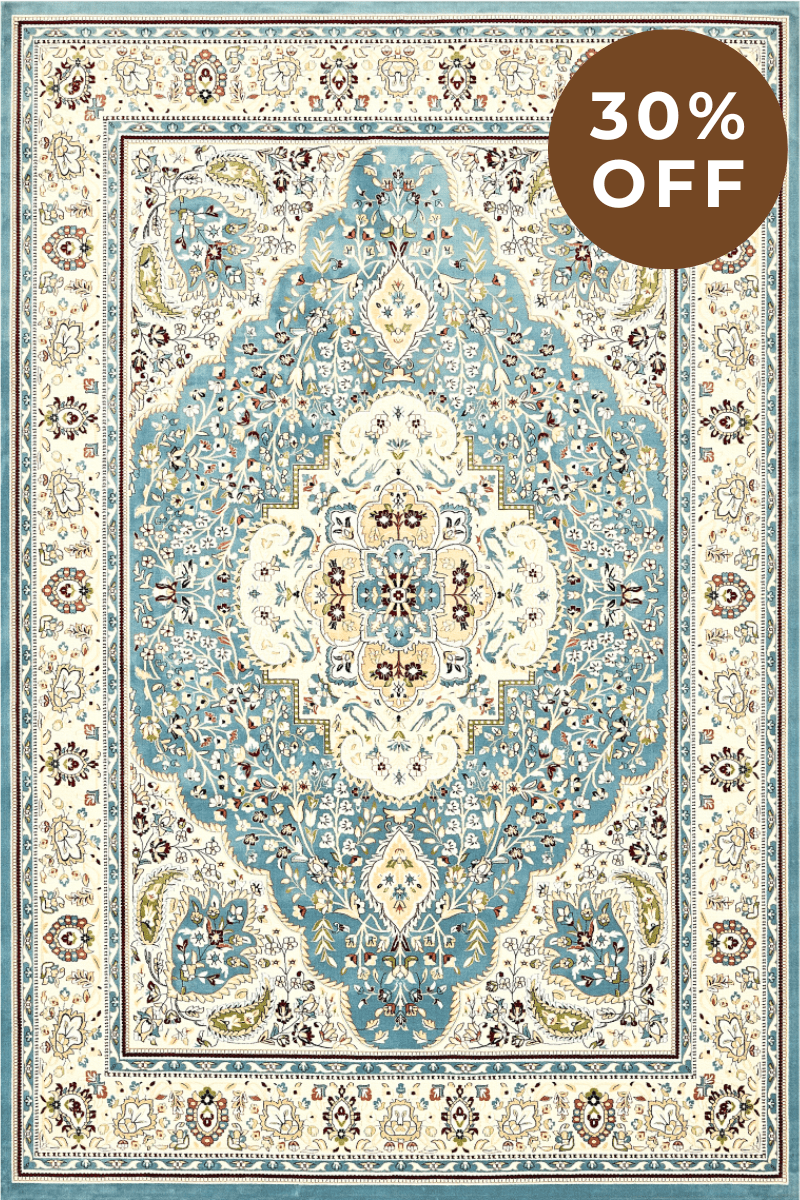Royal Blue Garden Carpet | Persian | Polyfibre Cashmere Series - The Carpetier™