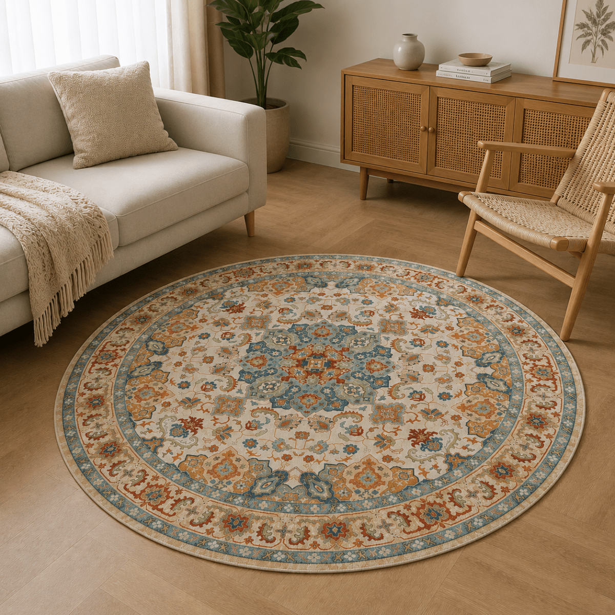 Royal Sienna Round Carpet | Polyfibre Cashmere - The Carpetier™