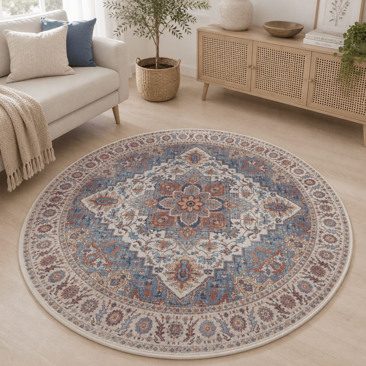 Rustic Jewel Round Carpet | Polyfibre Cashmere - The Carpetier™