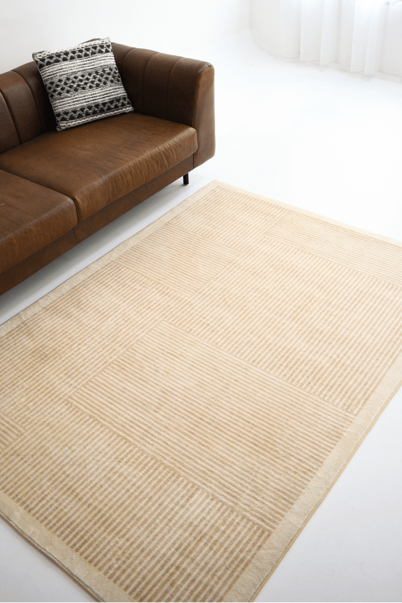 Sandy Stripes Carpet | Scandinavian | Polyfibre Cashmere Series - The Carpetier™