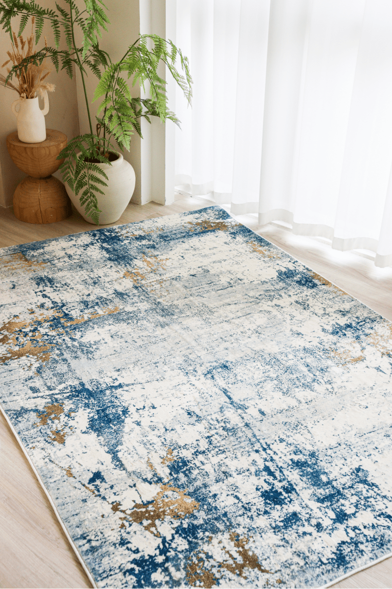 Sky Gold Splash Carpet | Modern | Polyfibre Cashmere Series - The Carpetier™