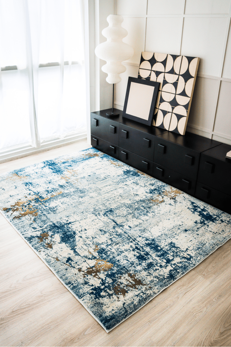 Sky Gold Splash Carpet | Modern | Polyfibre Cashmere Series - The Carpetier™