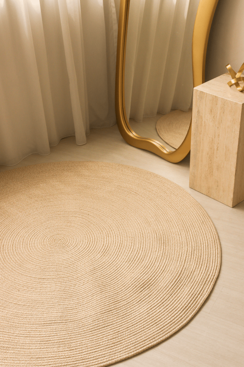 Warm Sand Round Carpet | 100% Nylon | Dual - Sided - The Carpetier™