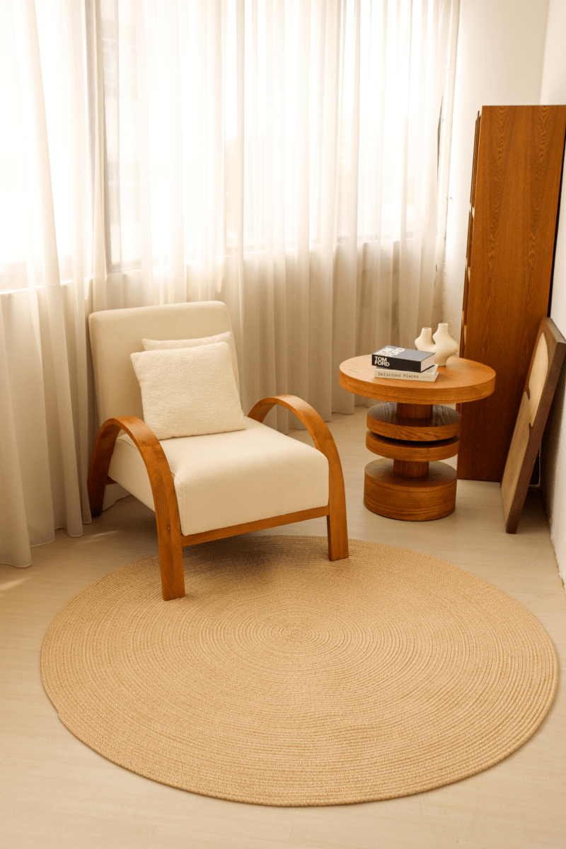 Warm Sand Round Carpet | 100% Nylon | Dual - Sided - The Carpetier™