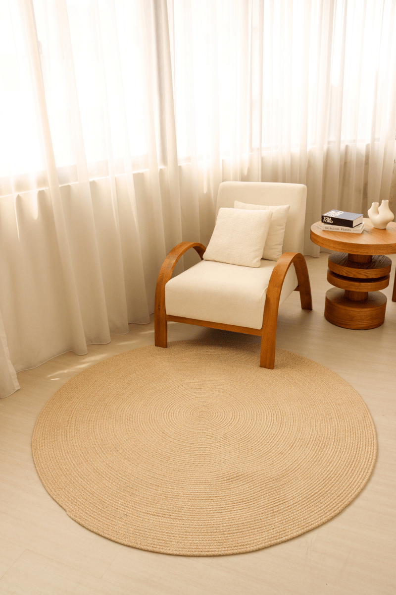 Warm Sand Round Carpet | 100% Nylon | Dual - Sided - The Carpetier™