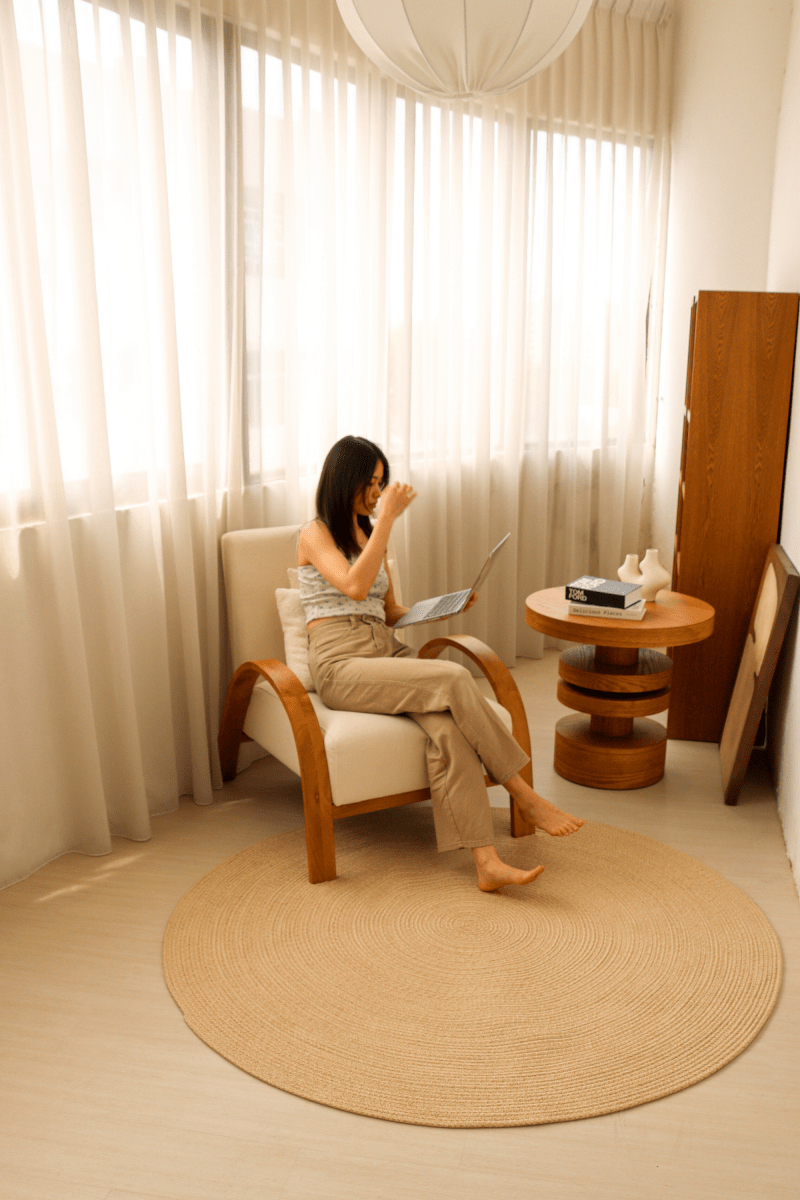 Warm Sand Round Carpet | 100% Nylon | Dual - Sided - The Carpetier™