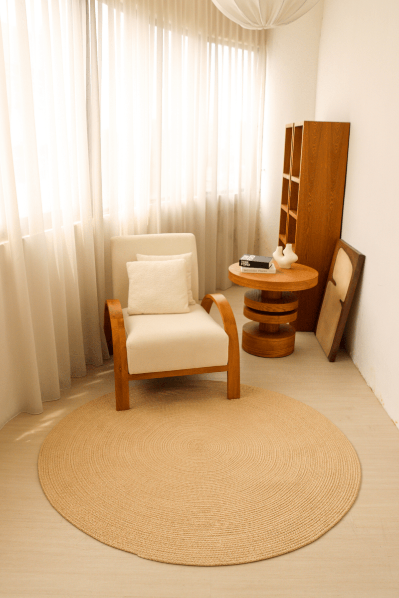 Warm Sand Round Carpet | 100% Nylon | Dual - Sided - The Carpetier™