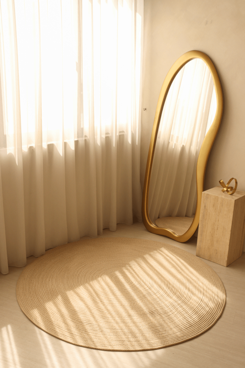 Warm Sand Round Carpet | 100% Nylon | Dual - Sided - The Carpetier™
