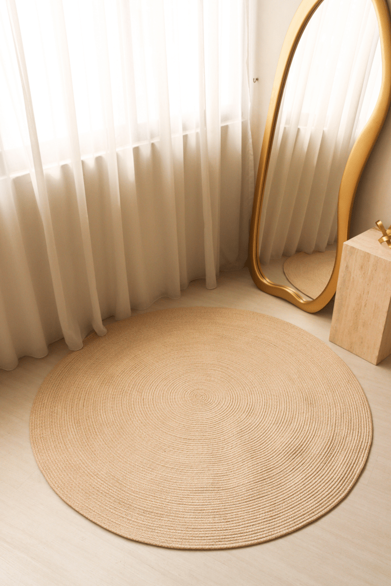 Warm Sand Round Carpet | 100% Nylon | Dual - Sided - The Carpetier™