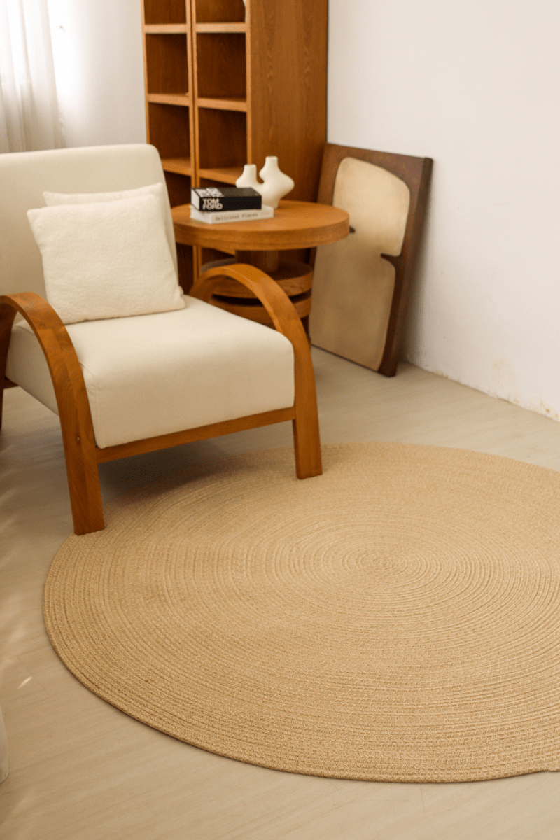 Warm Sand Round Carpet | 100% Nylon | Dual - Sided - The Carpetier™
