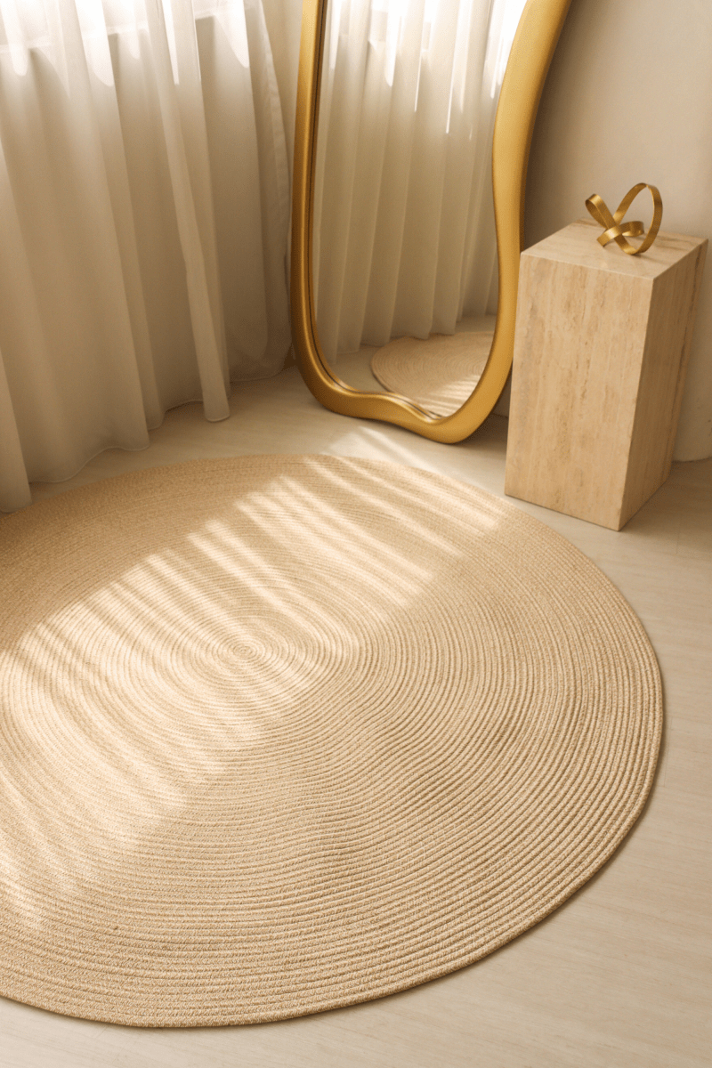 Warm Sand Round Carpet | 100% Nylon | Dual - Sided - The Carpetier™