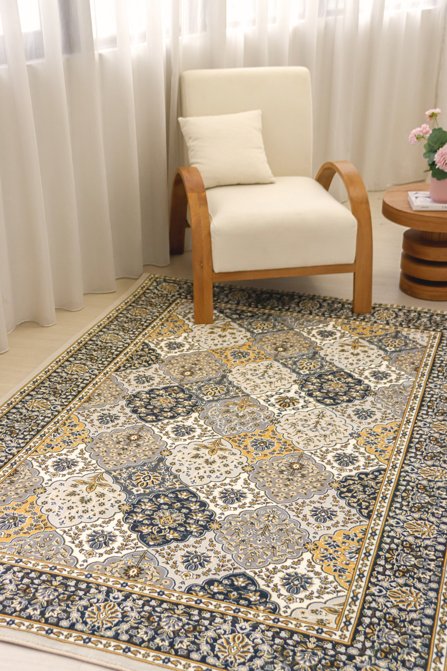 Golden Mosaic Carpet | Polyfibre Cashmere