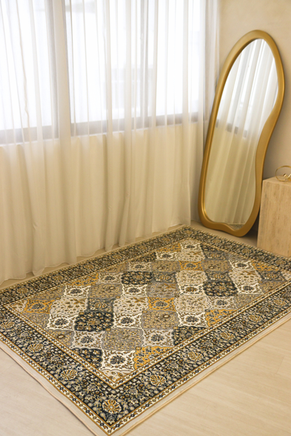 Golden Mosaic Carpet | Polyfibre Cashmere