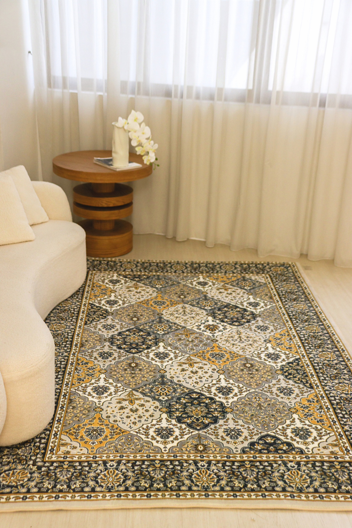 Golden Mosaic Carpet | Polyfibre Cashmere