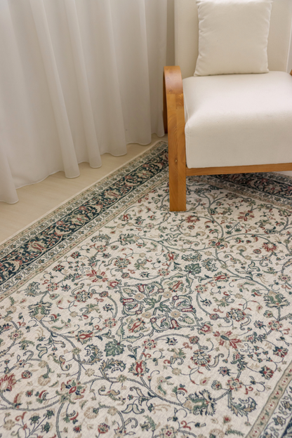 Ivory Roselia Carpet | Polyfibre Cashmere