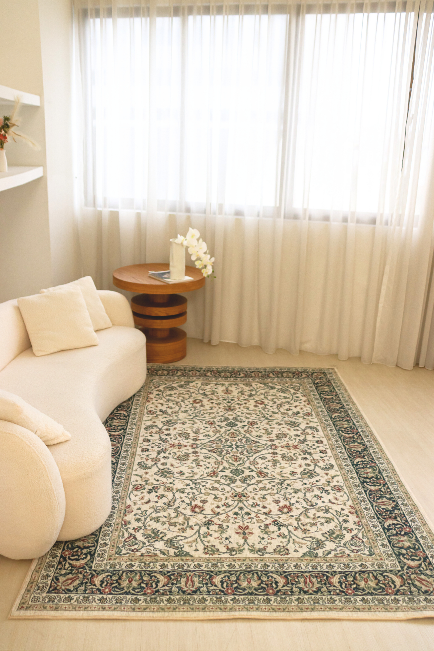 Ivory Roselia Carpet | Polyfibre Cashmere