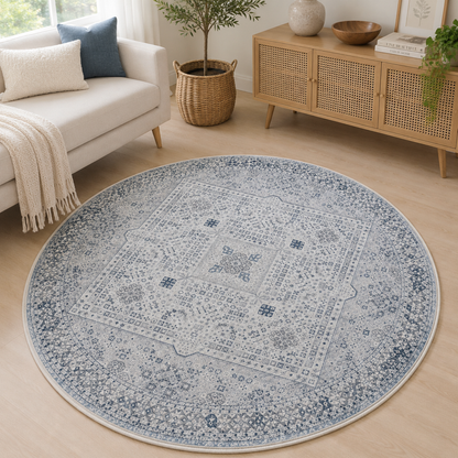 Azure Palace Round Carpet | Polyfibre Cashmere