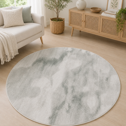 Sage Green Mist Round Carpet | Polyfibre Cashmere