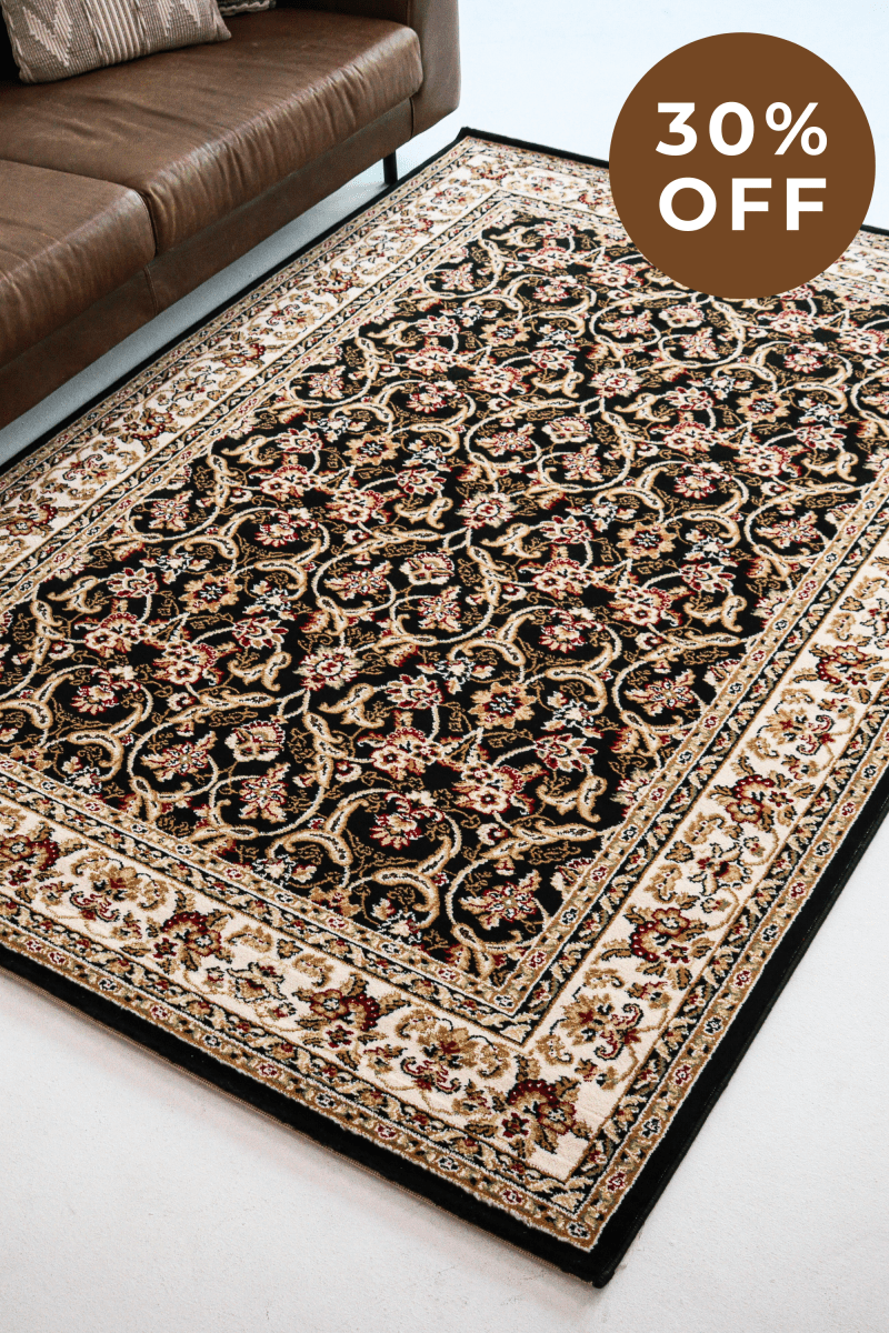 Black Floral Carpet | Iranshar | Royal Persian Series - The Carpetier™