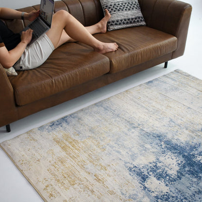 Blue Gold Cascade Carpet | Modern | Polyfibre Cashmere Series - The Carpetier™