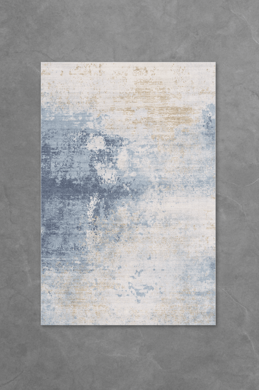 Blue Gold Cascade Floor Mat | Polyfibre Cashmere - The Carpetier™