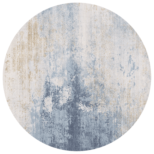 Blue Gold Cascade Round Carpet | Polyfibre Cashmere - The Carpetier™