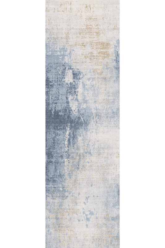 Blue Gold Cascade Runner | Polyfibre Cashmere - The Carpetier™