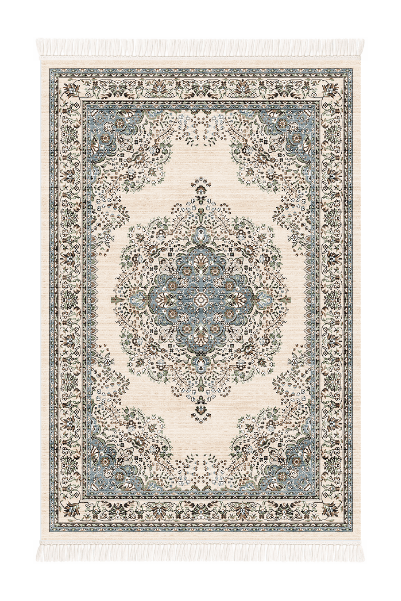 Blueveil Medallion Prayer Mat | Polyfibre Cashmere - The Carpetier™