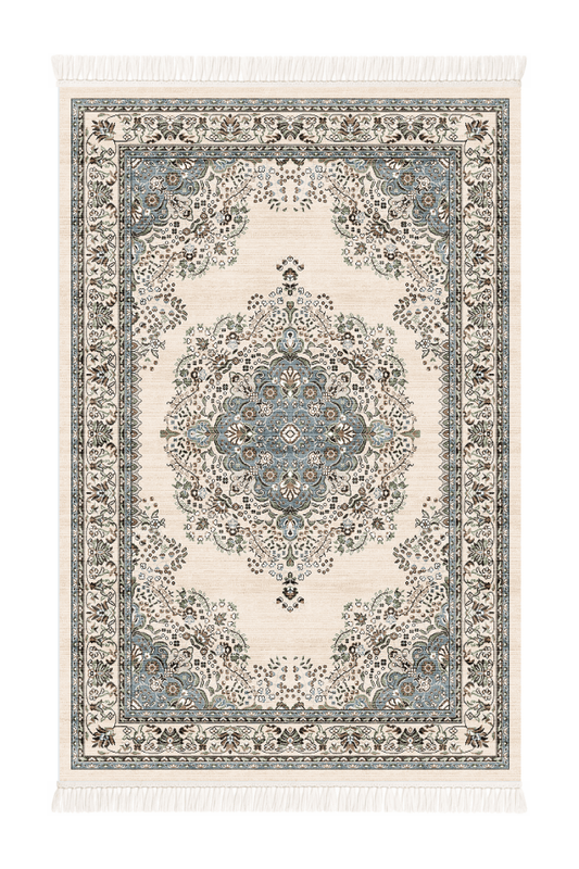 Blueveil Medallion Prayer Mat | Polyfibre Cashmere - The Carpetier™