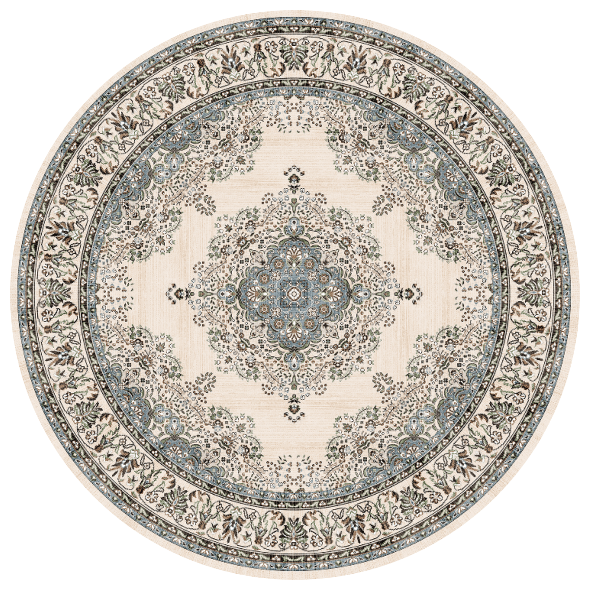 Blueveil Medallion Round Carpet | Polyfibre Cashmere - The Carpetier™