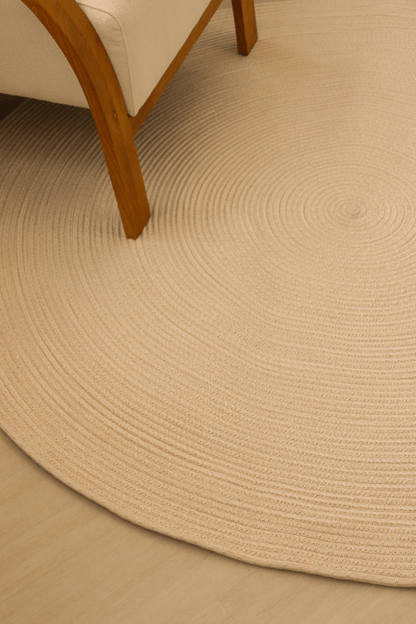 Champagne Beige Round Carpet | 100% Nylon | Dual - Sided - The Carpetier™