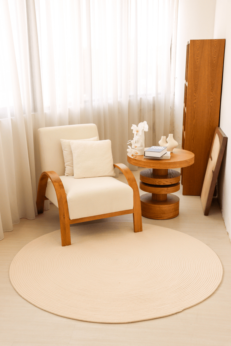 Champagne Beige Round Carpet | 100% Nylon | Dual - Sided - The Carpetier™