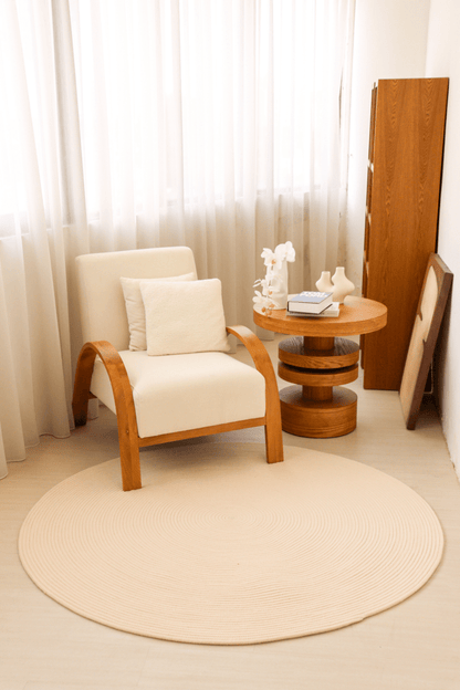 Champagne Beige Round Carpet | 100% Nylon | Dual - Sided - The Carpetier™