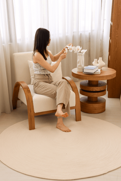 Champagne Beige Round Carpet | 100% Nylon | Dual - Sided - The Carpetier™