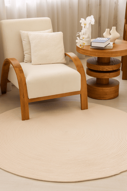 Champagne Beige Round Carpet | 100% Nylon | Dual - Sided - The Carpetier™