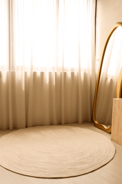 Champagne Beige Round Carpet | 100% Nylon | Dual - Sided - The Carpetier™